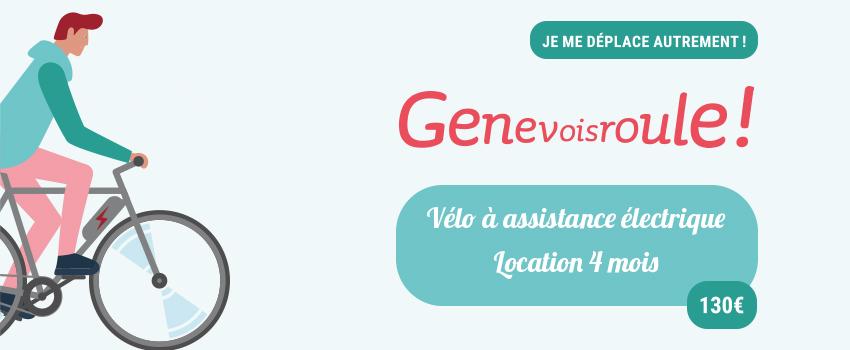 Bandeau opération location vélo électrique Genevois roule Bandeau genevois roule 2022
